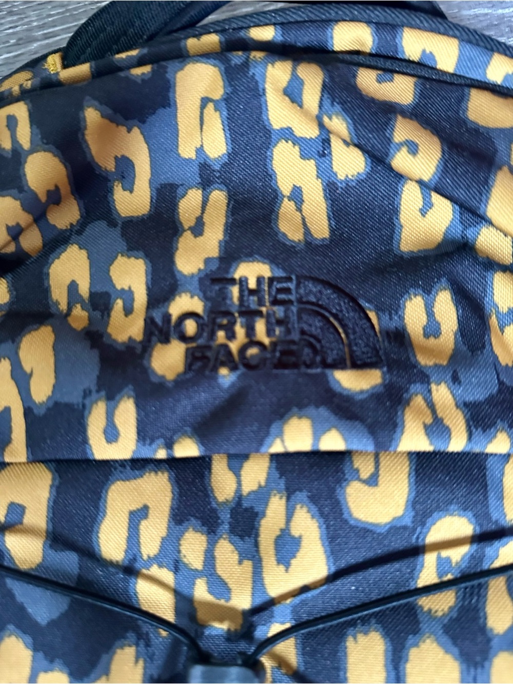 The North Face Navy & Yellow Leopard Print Backpack
